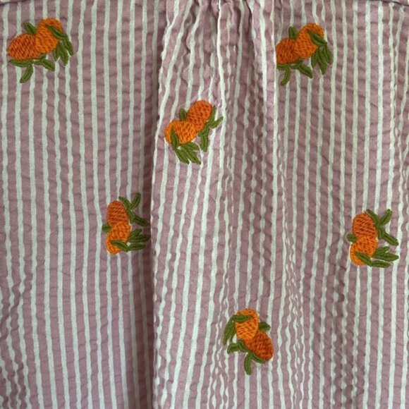 Anthropologie Maeve Embroidered Orange Pink Striped Button Down Shirt Women’s XL - Picture 13 of 16